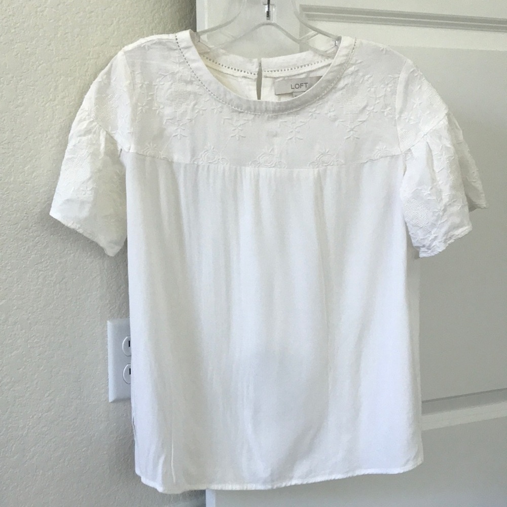 Loft Cream Embroidered Blouse